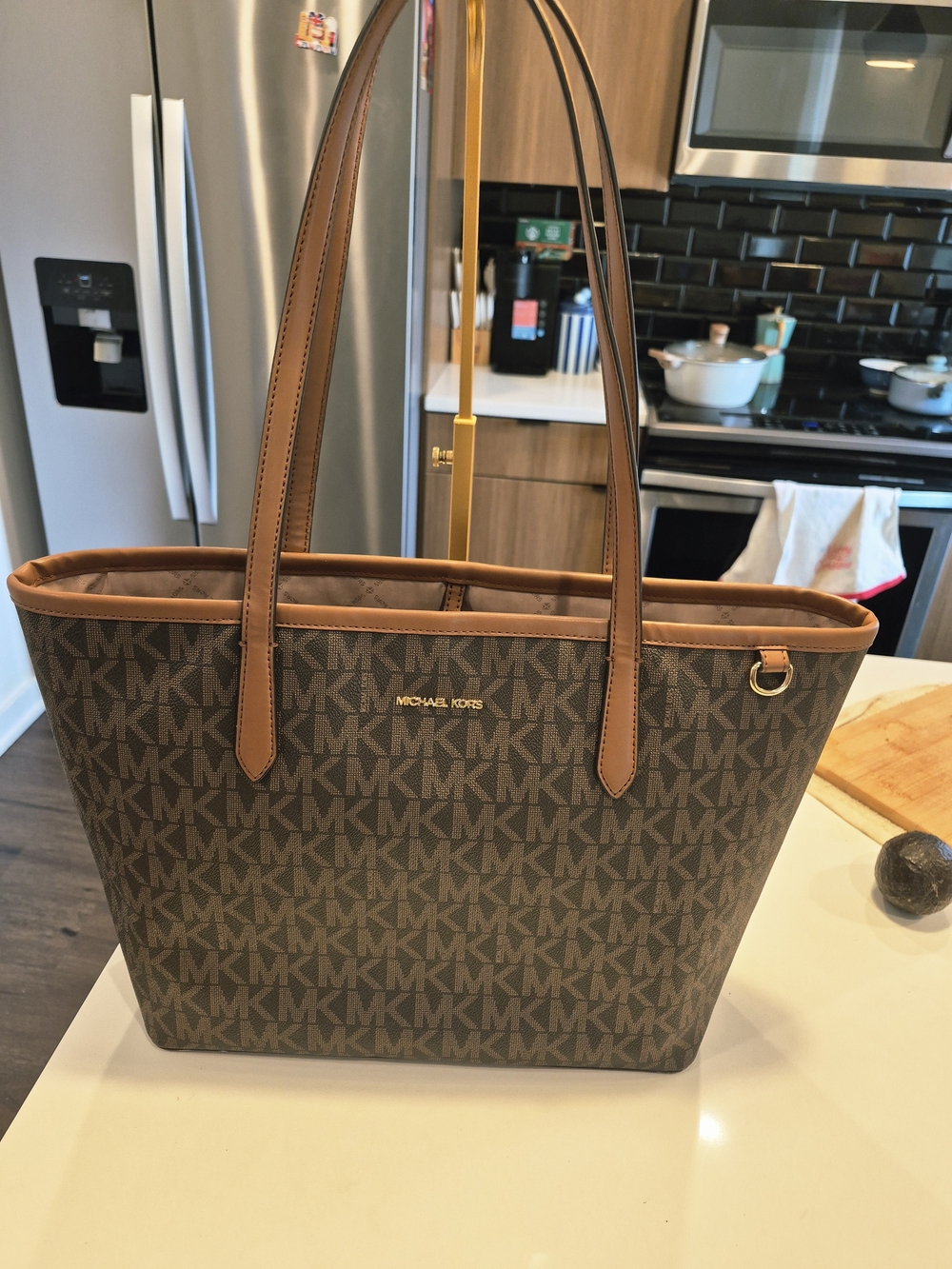 Michael Kors Brown MK Logo Tote Bag